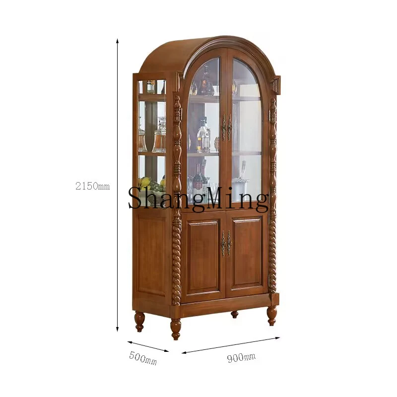 

DHY all solid wood dining side cabinet living room locker glass display cabinet