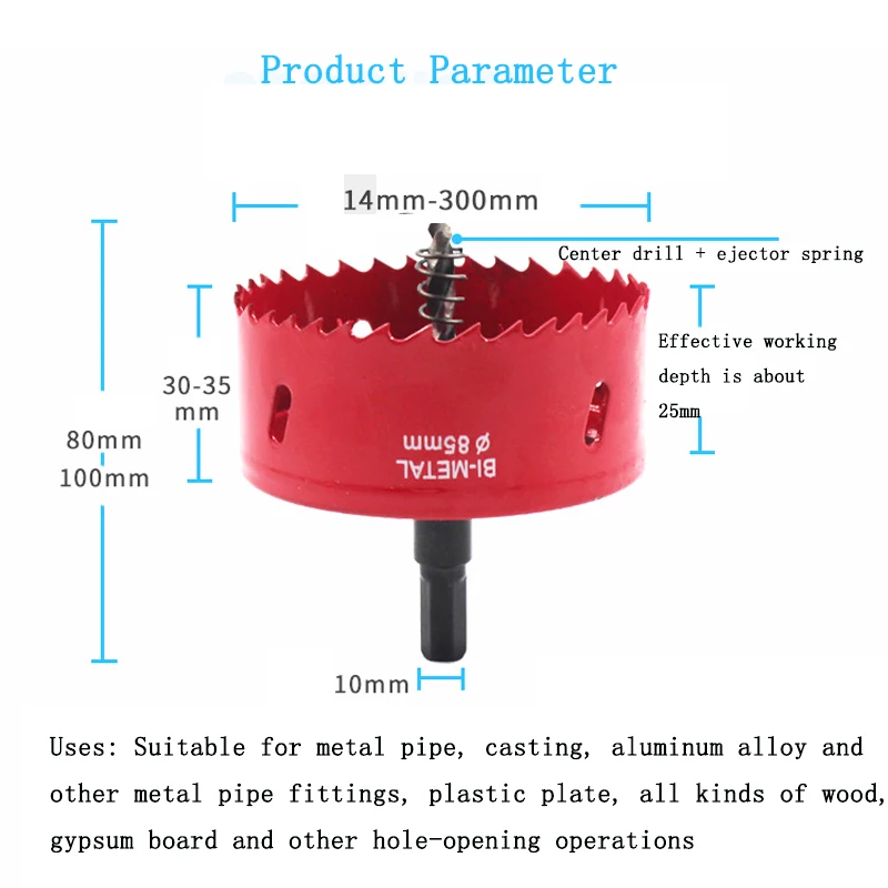 Gergaji Lubang 1 Buah 20Mm-200Mm M42 Bor Bi-metal Alat Pertukangan Pemotong Logam Plastik Alat Tangan Besi