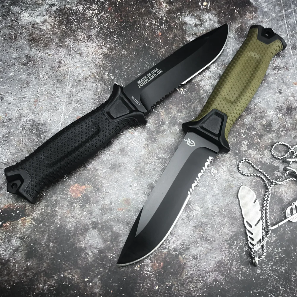 GB 1500 Military Outdoor Fixed Sharp Knife 12C27 Blade FRN Fiberglass Cover Handle Hunting Survival Knives Tactical Combat Tools