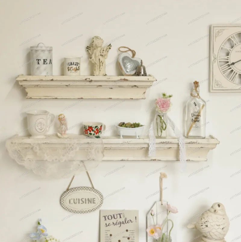 Set of two-layer boards, retro white foreign trade tail goods, Nordic home wall hanging shelf