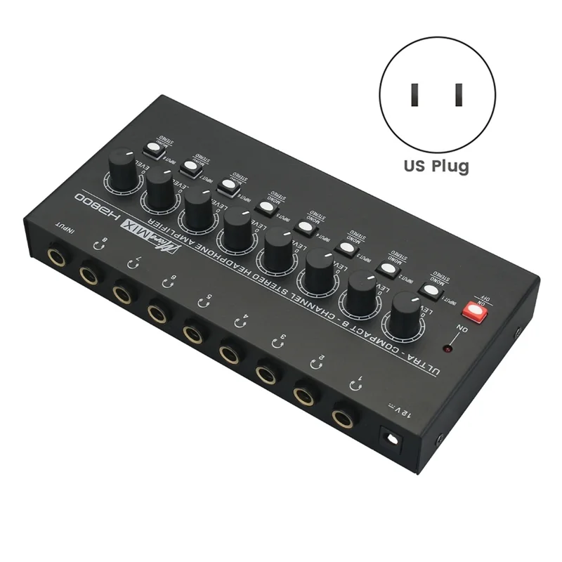 A10R HA800 Ultra-Compact Audio Amplifier 8 Channels Mini Stereo Headphone Amplifier