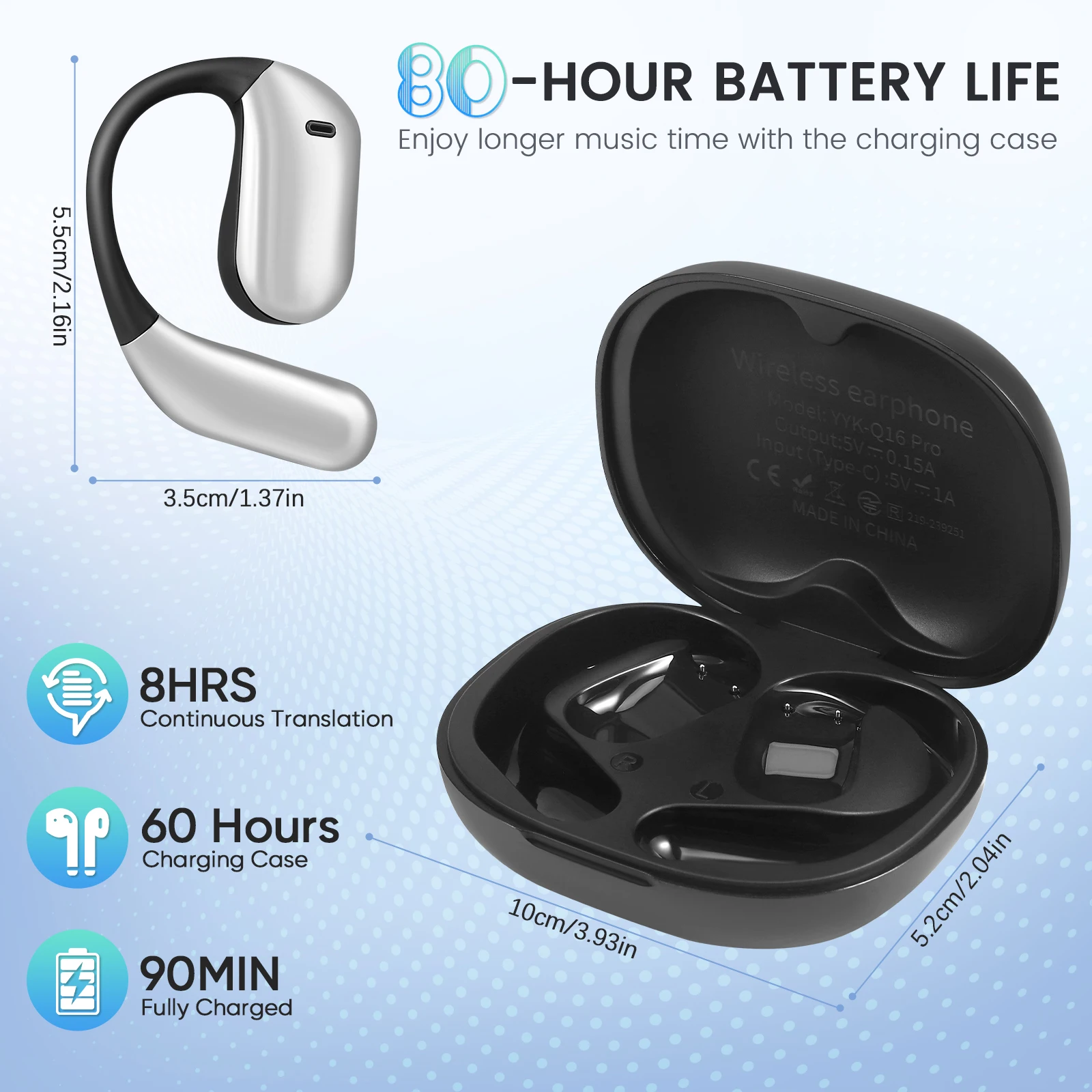 150-talige oordopjes AI spraak instant vertaler Bluetooth 5.4 touchscreen LCD oordopjes Android IOS voor reizen, zakelijke onderhandelingen en studie