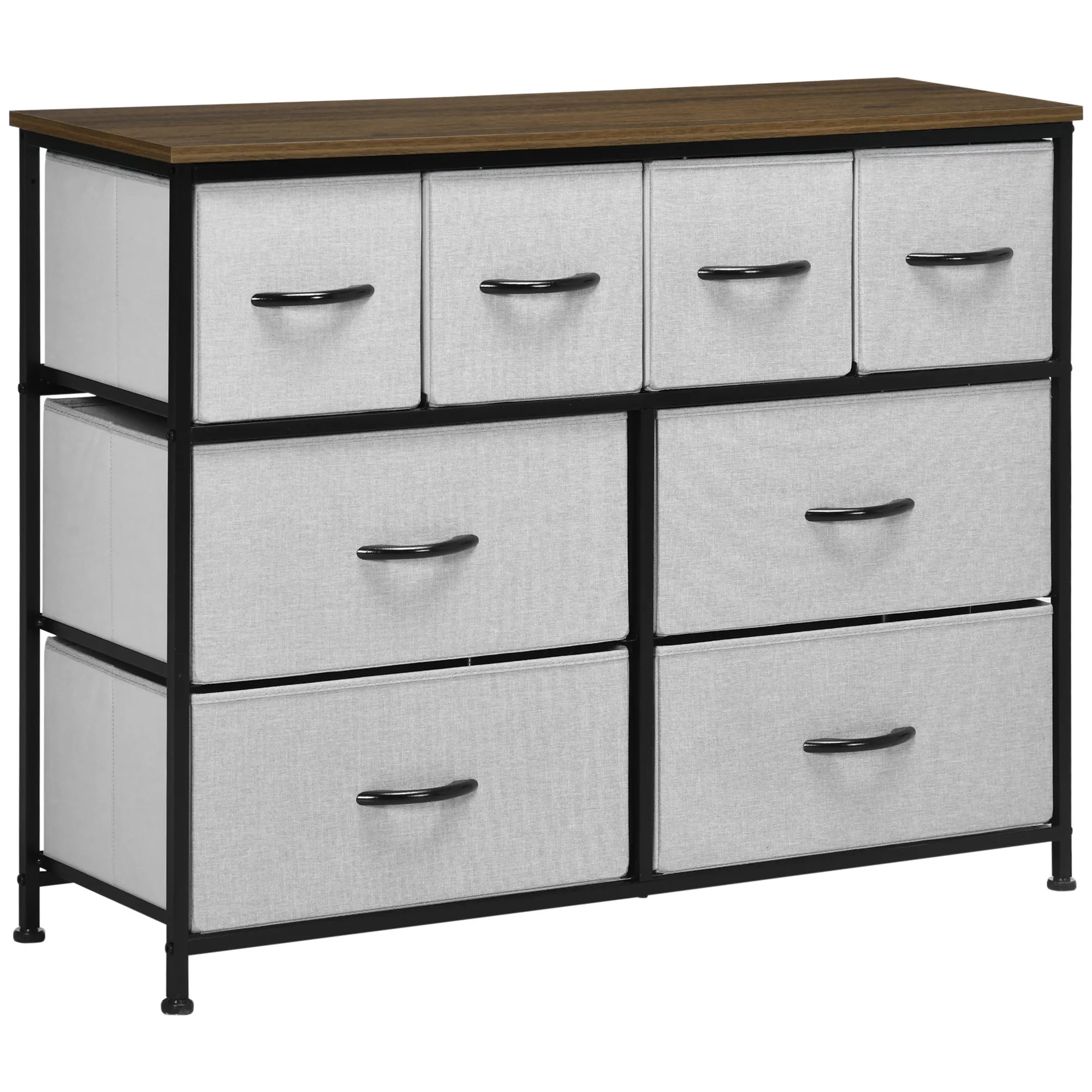 HOMCOM Práctica unidad de almacenamiento con 8 cajones, cajones plegables de tela, estructura de acero negro, 100x30x78 cm