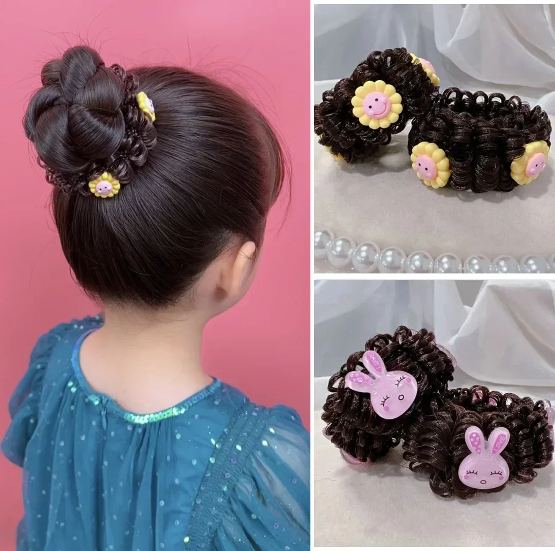 2pcs Children Buns Maker Hair Styling Tools Hairbands Hair Ties Cute Cartoon Hair Ties Hair Accessories Girls Coil Hair Artifact