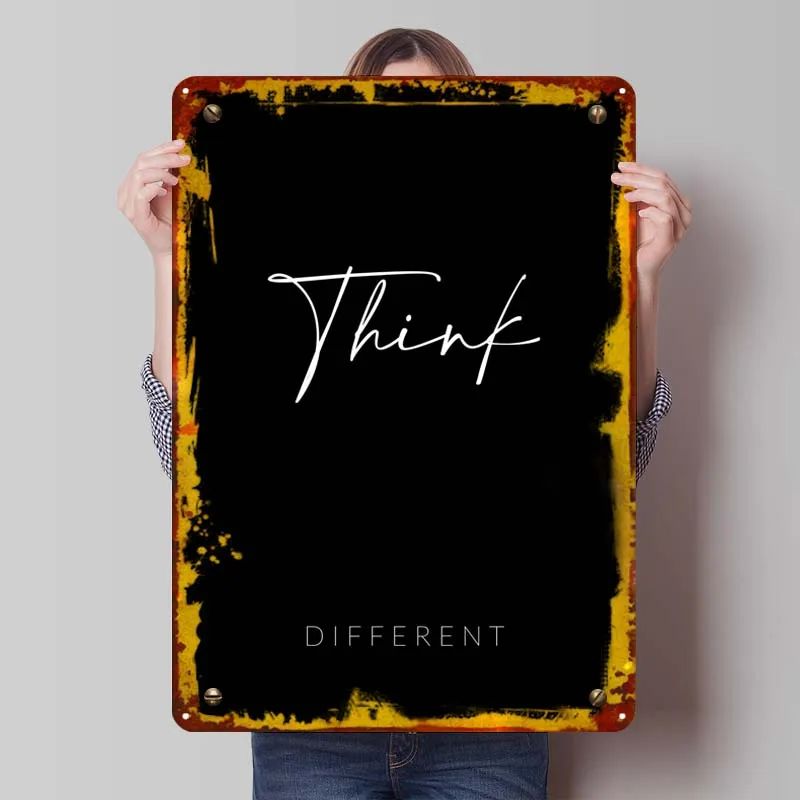 Steve Jobs Think Different Text Art Metal Poster Decorations for Home Decor Items Custom Metal Tin Signs for Wall Art Decoration