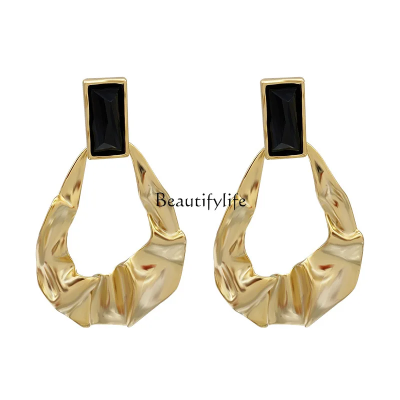 

925 silver, high-end personalized metal cold feng shui drop earrings