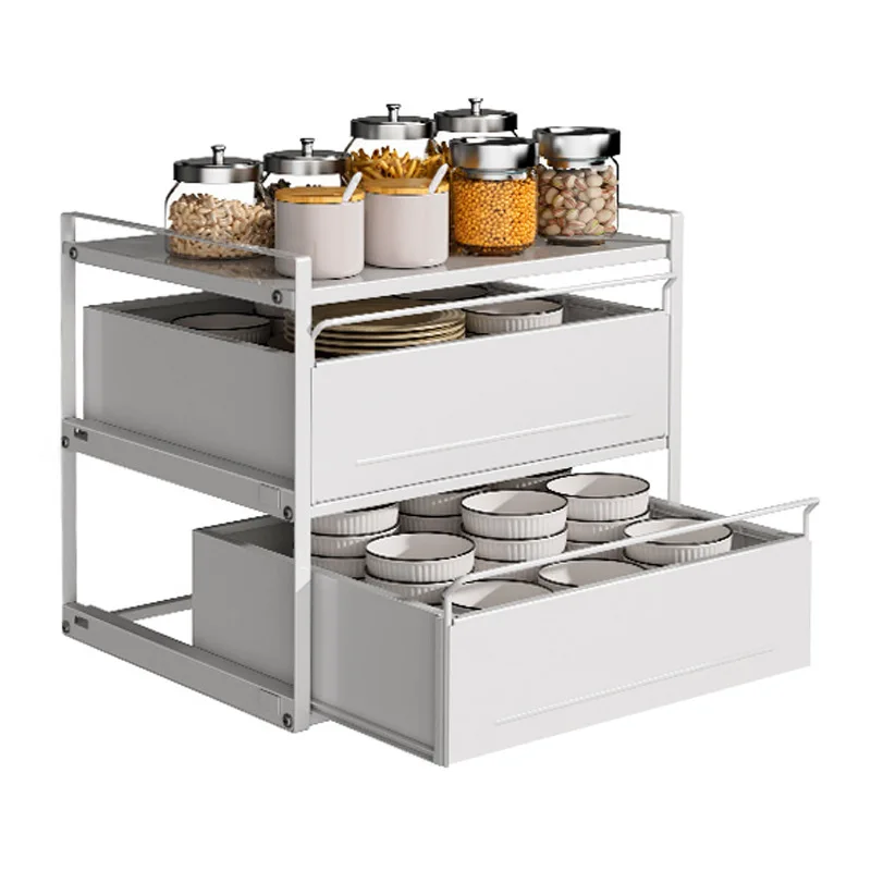 Kitchen Pull-out Shelf Seasoning Rack Countertop Microwave Oven Storage Rack Tabletop Supplies Seasoning Storage Basket