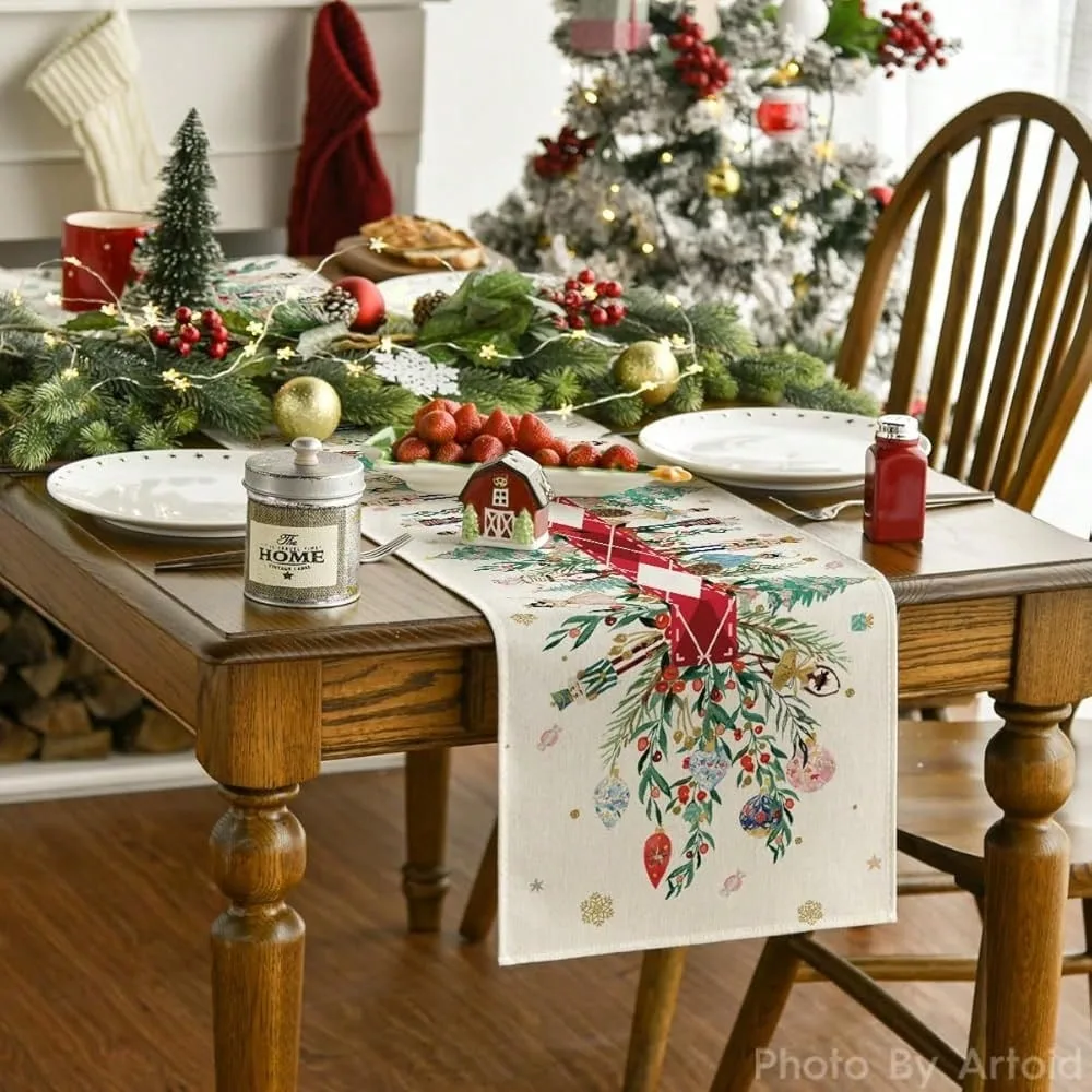 Red Nutcracker Flower Holly Table Decoration Table Flag Party Decoration Christmas Table Decoration Indoor and Outdoor Table Dec
