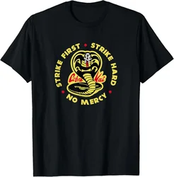 Men T Shirt Cobra Kai Strike First Cobra Logo Cotton T-Shirt Cotton Retro Street Fashion Classicmen's Shirt Short Sleeve Design