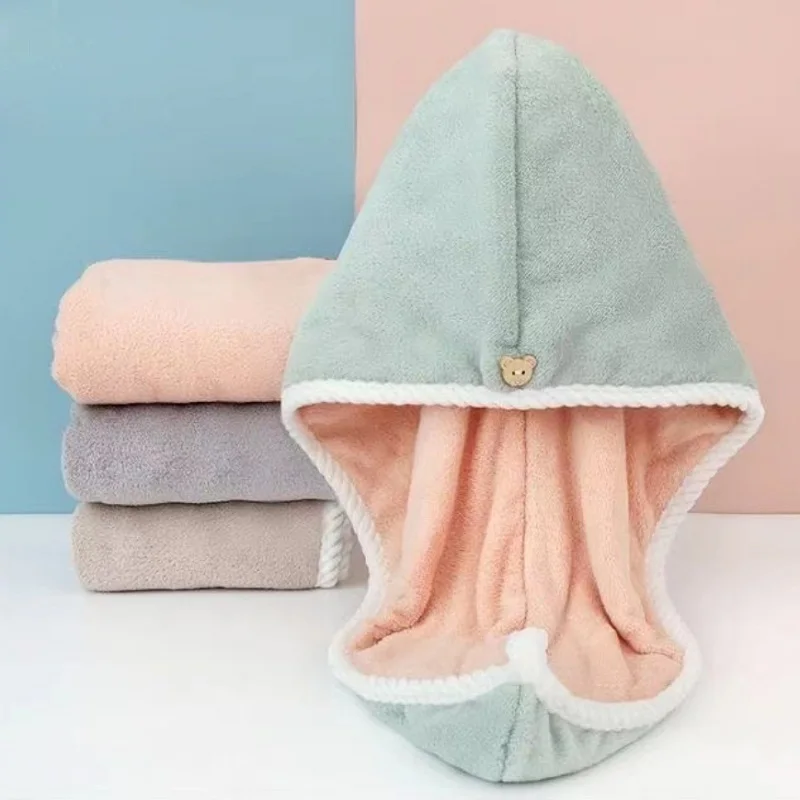 1pcs Women Hair Towel Wrap Drying Hair Turban Quick-dry Polyester Hair Towel Cap Hat Bath Hat Solid Towel Cap Super Absorption