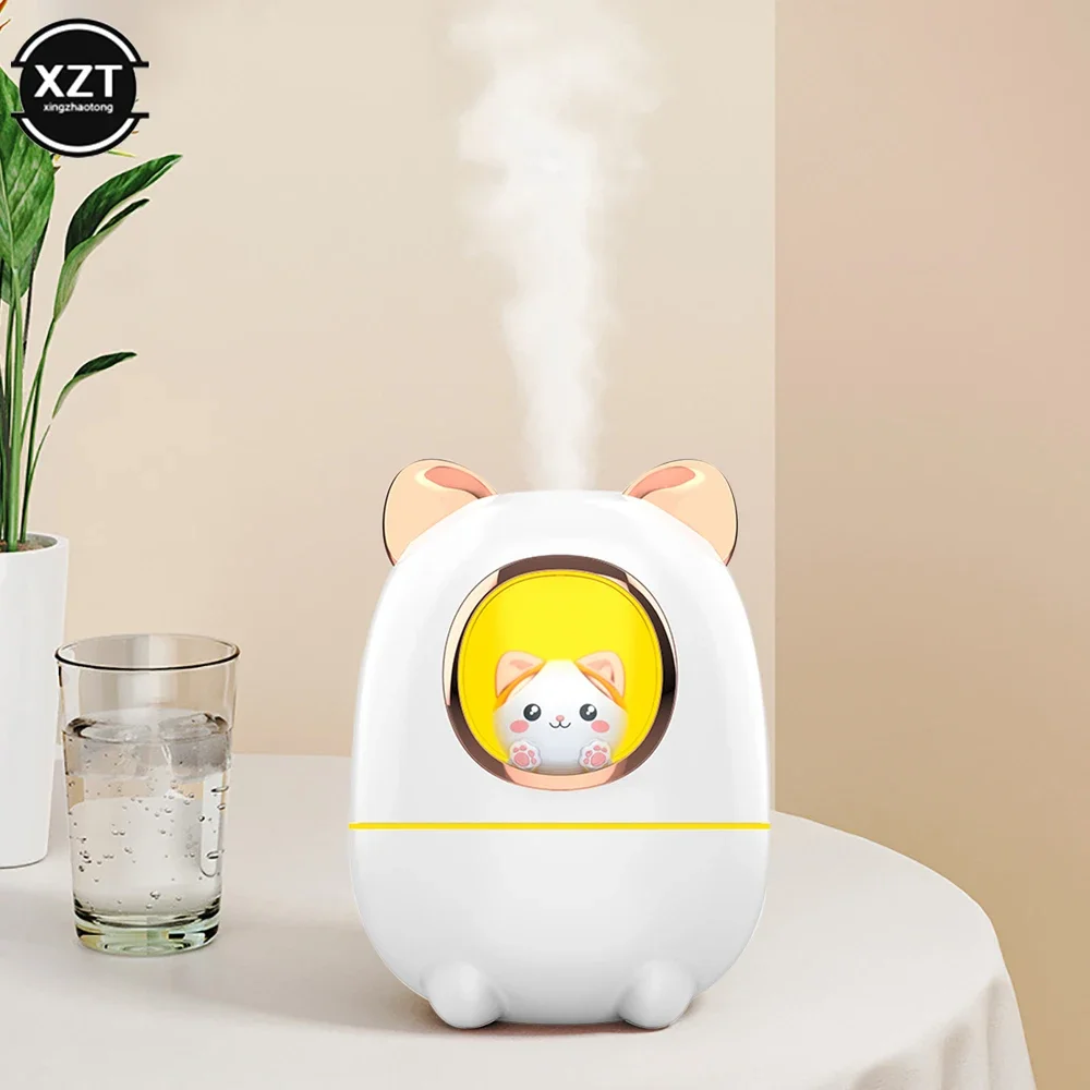 Gato dos desenhos animados umidificador de ar bonito silencioso usb recarga difusor aroma óleo essencial perfume com luz noturna para casa carro escritório