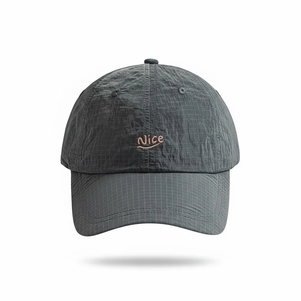 Modische karierte dünne Sonnenkappe, atmungsaktiv, schnell trocknend, Sport-Laufkappe, verstellbare Baseballkappe mit Buchstabenstickerei für Männer und Frauen
