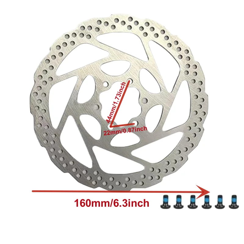 160 mm Fahrrad-Scheibenbremsscheibe mit 6 Schrauben (2 Stück), Edelstahl-Fahrradrotoren, passend für MTB, Rennrad und die meisten Fahrräder – Detail 2