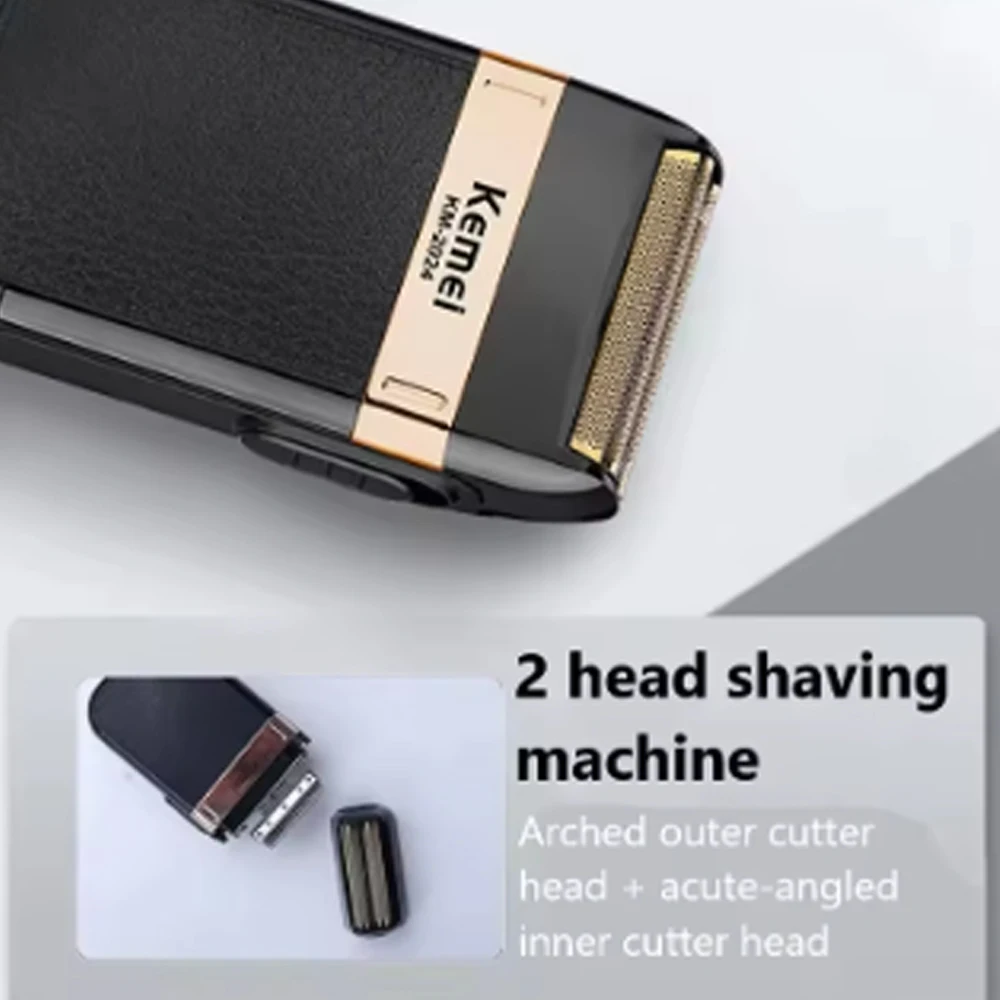 Kemei Electric Shaver for Men Waterproof Twin Blade Reciprocating Cordless Razor USB Rechargeable Shaving Machine Barber Trimmer