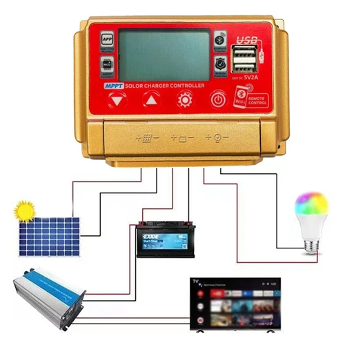 Imagen 2 del producto Controlador de carga de Panel Solar MPPT 30A 40A 50A 60A 12V/24V pantalla Digital LCD bluetooth Wifi controlador Solar USB Dual
