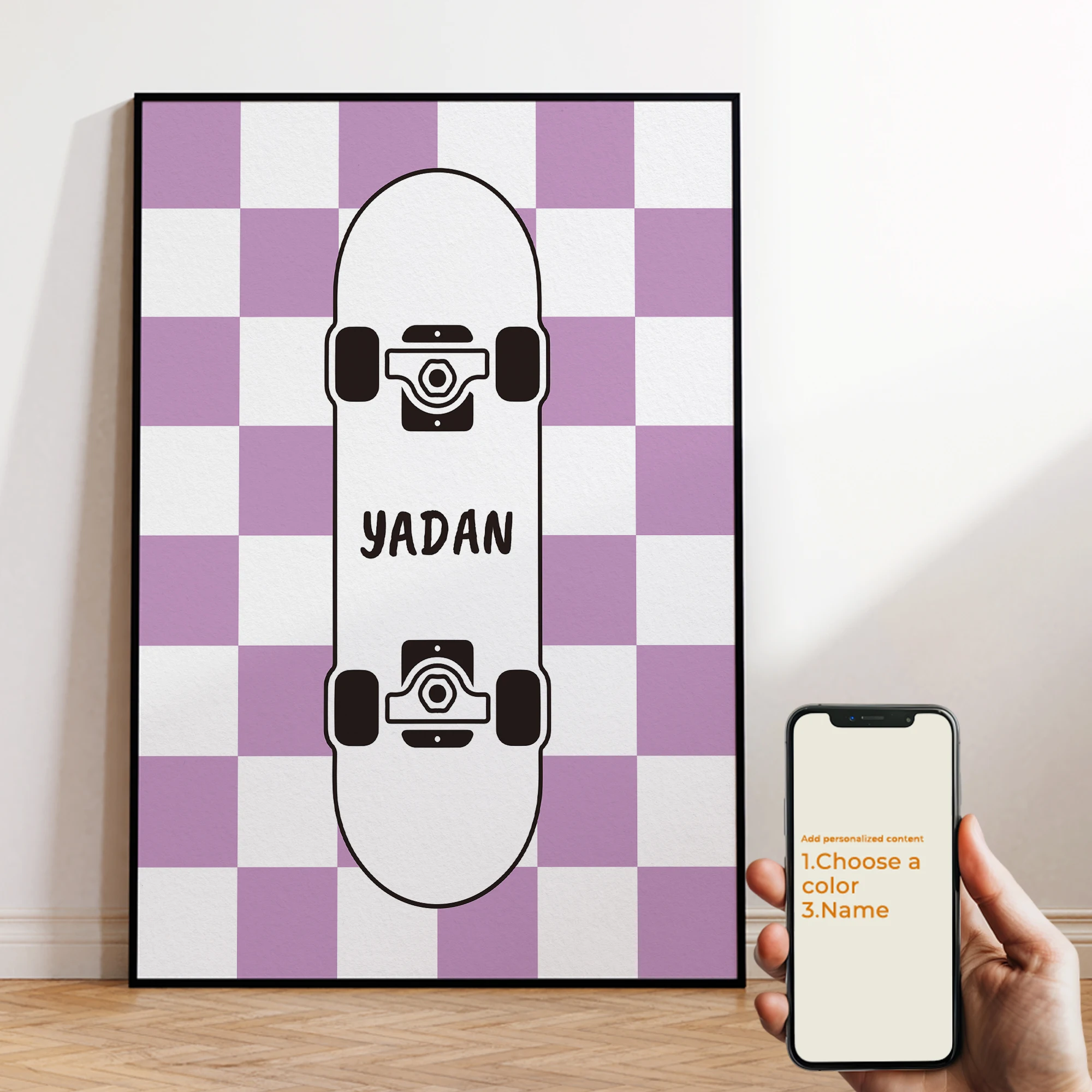 

Skateboard Name Color Customization Wall Art Prints Canvas Painting Poster Picture For Living Bedroom Play Room Home Decor