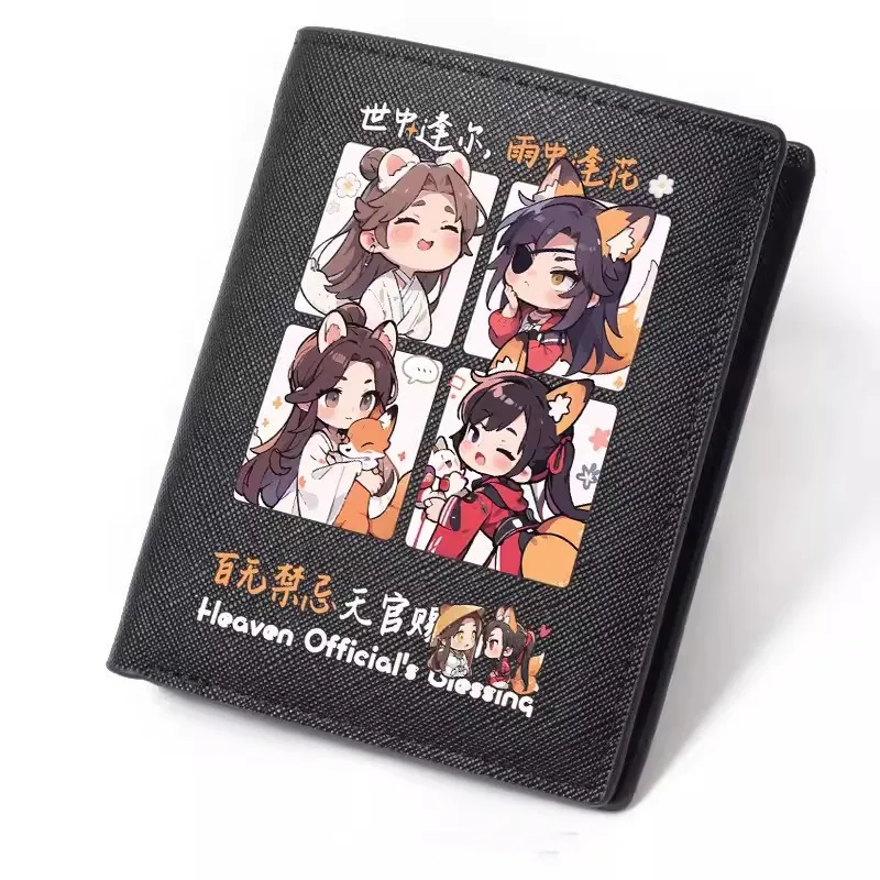 Anime tian guan ci fu moda longa carteira curta céu bênção oficial hua cheng xie lian moeda bolsa das mulheres dos homens carteira bonito
