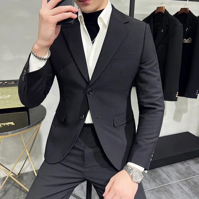 2023 Brand Clothing Men Spring High Quality Casual Business Suit Male Slim Fit Fashion Groom Tuxedo/Man Solid Color Dress Blazer