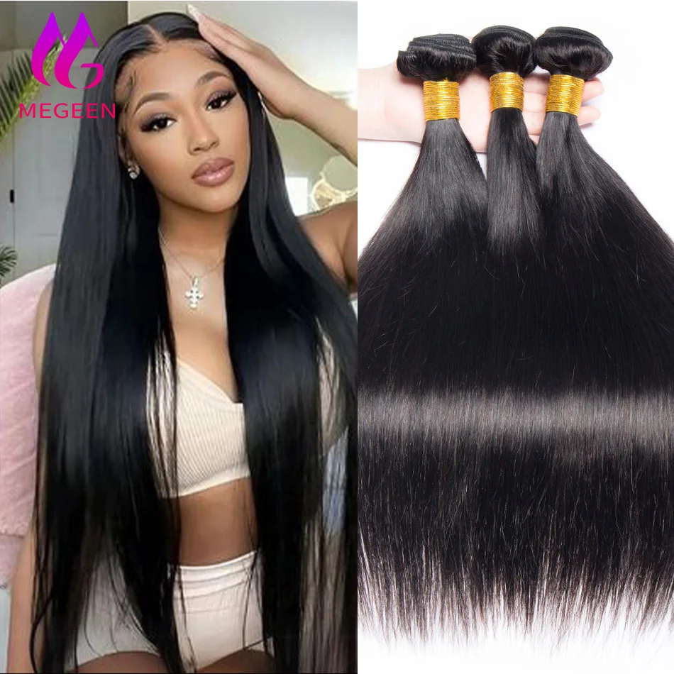 

Megeen 30-дюймовые Remy 100% бирманские человеческие волосы для наращивания, натуральные черные прямые волосы 1/3/4, двойные уточные волнистые волосы для женщин
