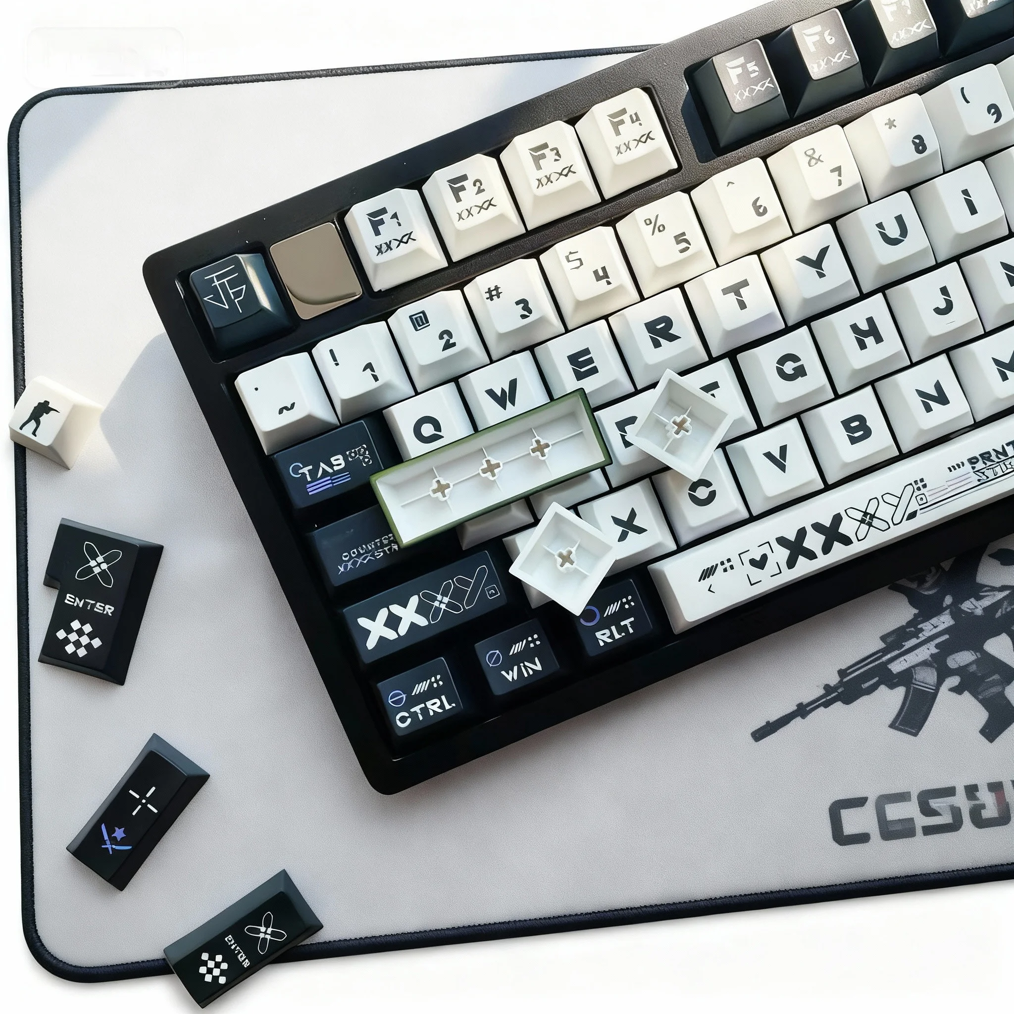 130-Tasten Fünf Seiten Dye Sub PBT Tastenkappen Cherry Profile Printstream Themed Tastenkappe für mechanische MX Switch-Tastatur