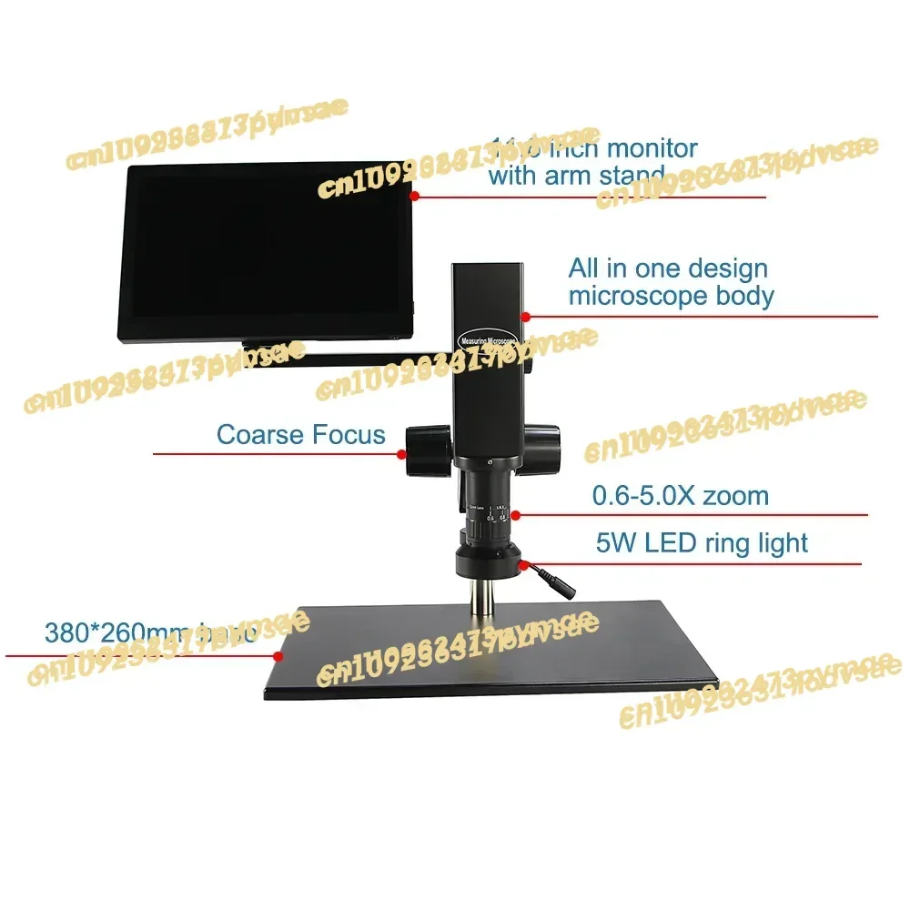 

2025Bestscope BS-1080LCD5M All-in-One 0.6X-5.0X Zoom Lens with 0.5X C-mount Adapter Monocular Measuring Video Microscope