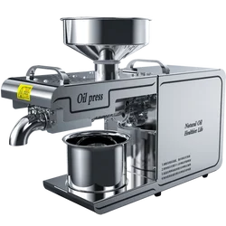 220V/110V Home Oil Press Machine, Cold & Heat Press for Olive/Coconut/Soybean Oil, Automatic Oil Extractor, High Oil Yield, Easy
