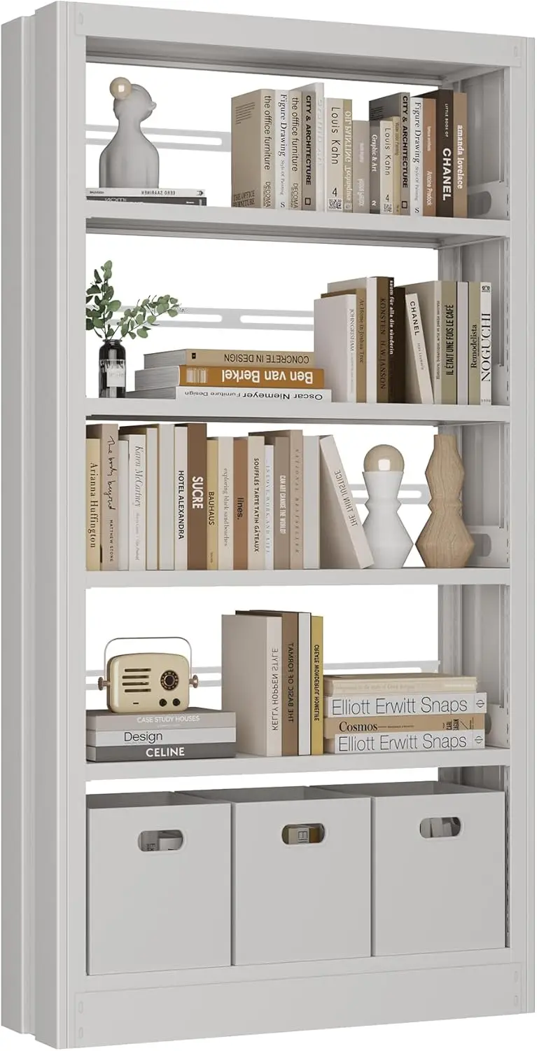 5-Tier Metal White Bookshelf, 71