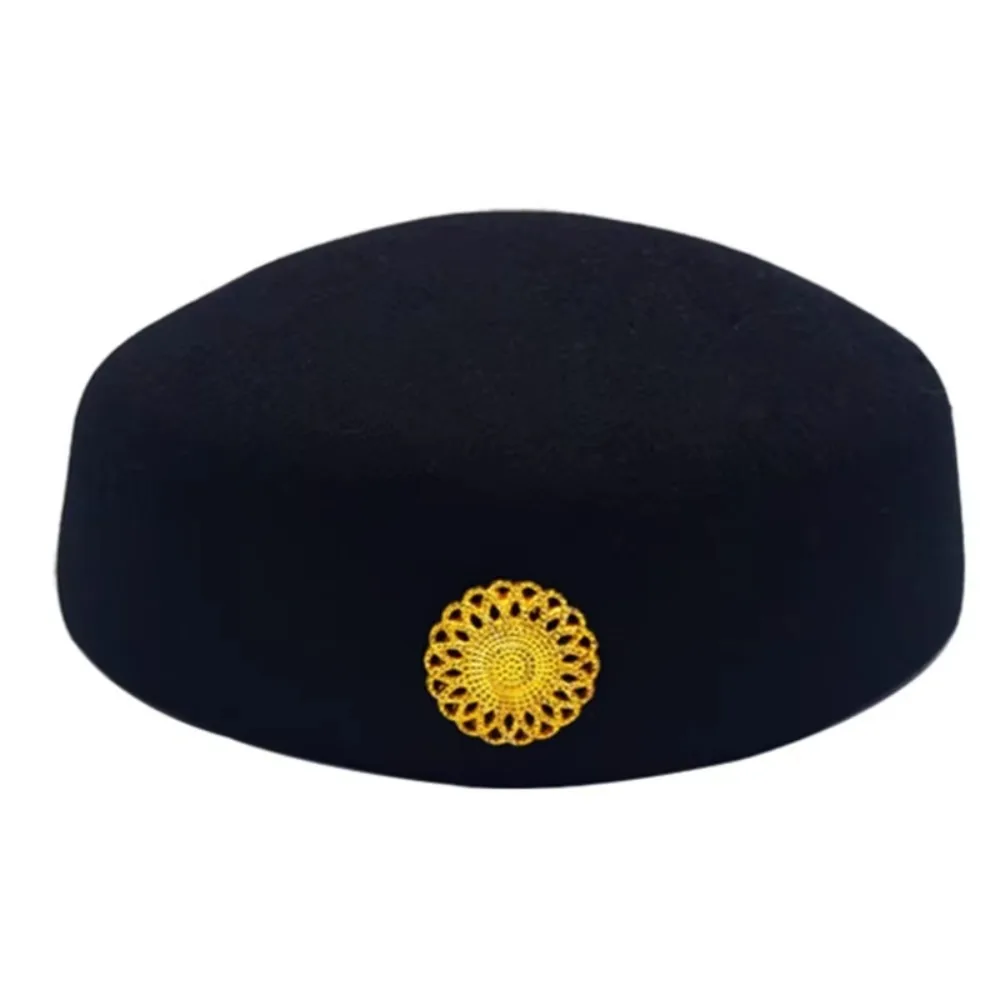 

Formal Beret Airline Stewardess Hat Pillbox Hat Black Red Air Hostesses Caps Uniform Felt Marching Band Hat Cosplay Accessories