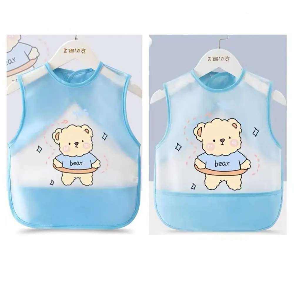 Padrão dos desenhos animados bebê comer babadores à prova dwaterproof água urso coelhos crianças avental sem mangas anti-sujo crianças roupas de proteção