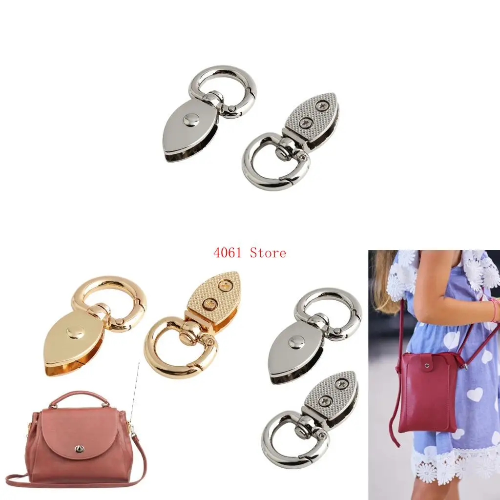 

2Pcs Practical Antique Finish Spring Clasp Strap Fastener Secure Locking Mechanism for Leather Bag Accessories