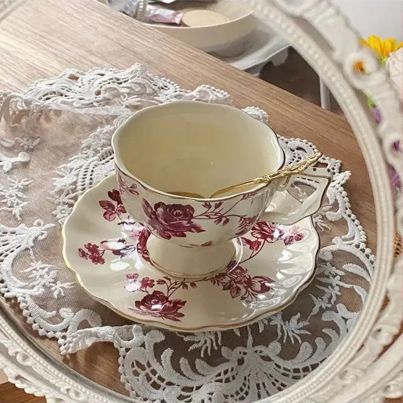 

Керамическая кружка, набор кофейных чашек с покрытием розы, чашка для послеобеденного чая, винтажный фарфоровый роскошный чайник, домашний декор