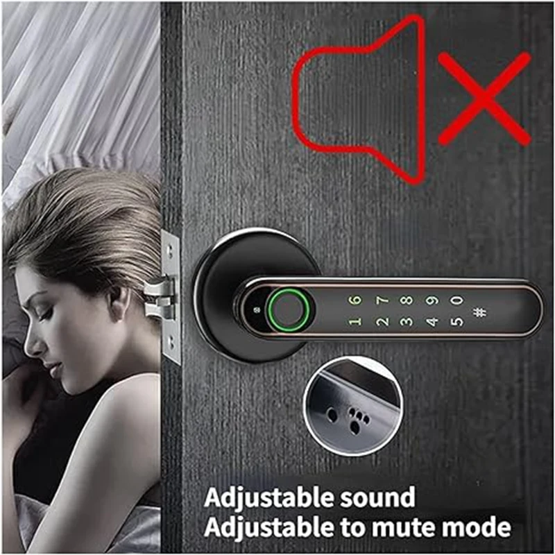 Fingerprint Door Lock para quarto e escritório, Bluetooth, Tuya Celular, Desbloquear Senha, Smart Handle, Casa