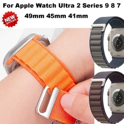 Alpine Loop for Apple Watch Ultra 2 Band 49mm 44/45mm 38/40/41mm Metal C-Hook Nylon Sport Strap iWatch Serie 9876543 SE10 42/46m