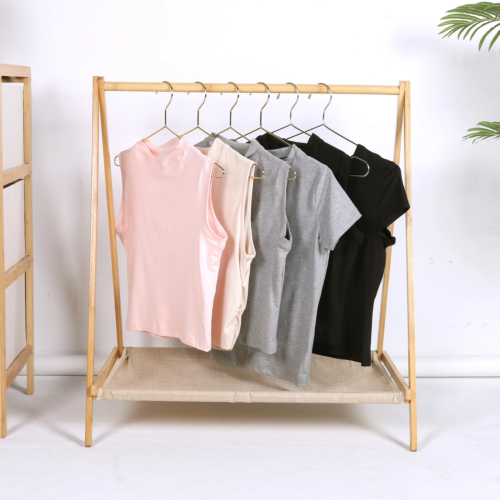 

Solid Wood Foldable Clothing Rack Ample Hanging Space Storage Shelf Wardrobe Storage Rack for Clothes Coats Shoes Bags