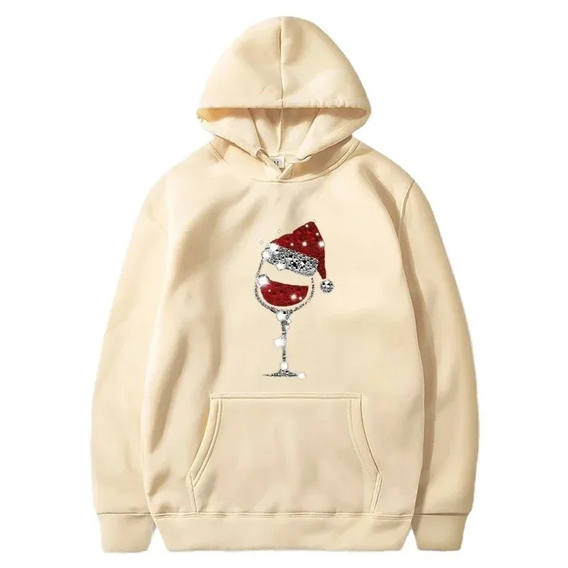 سويت شيرت كاجوال ومريح من القطن الخالص بنسبة 100% مقاس كبير للعام الجديد وعيد الميلاد، ملابس الحفلات مع موضوع النبيذ #3