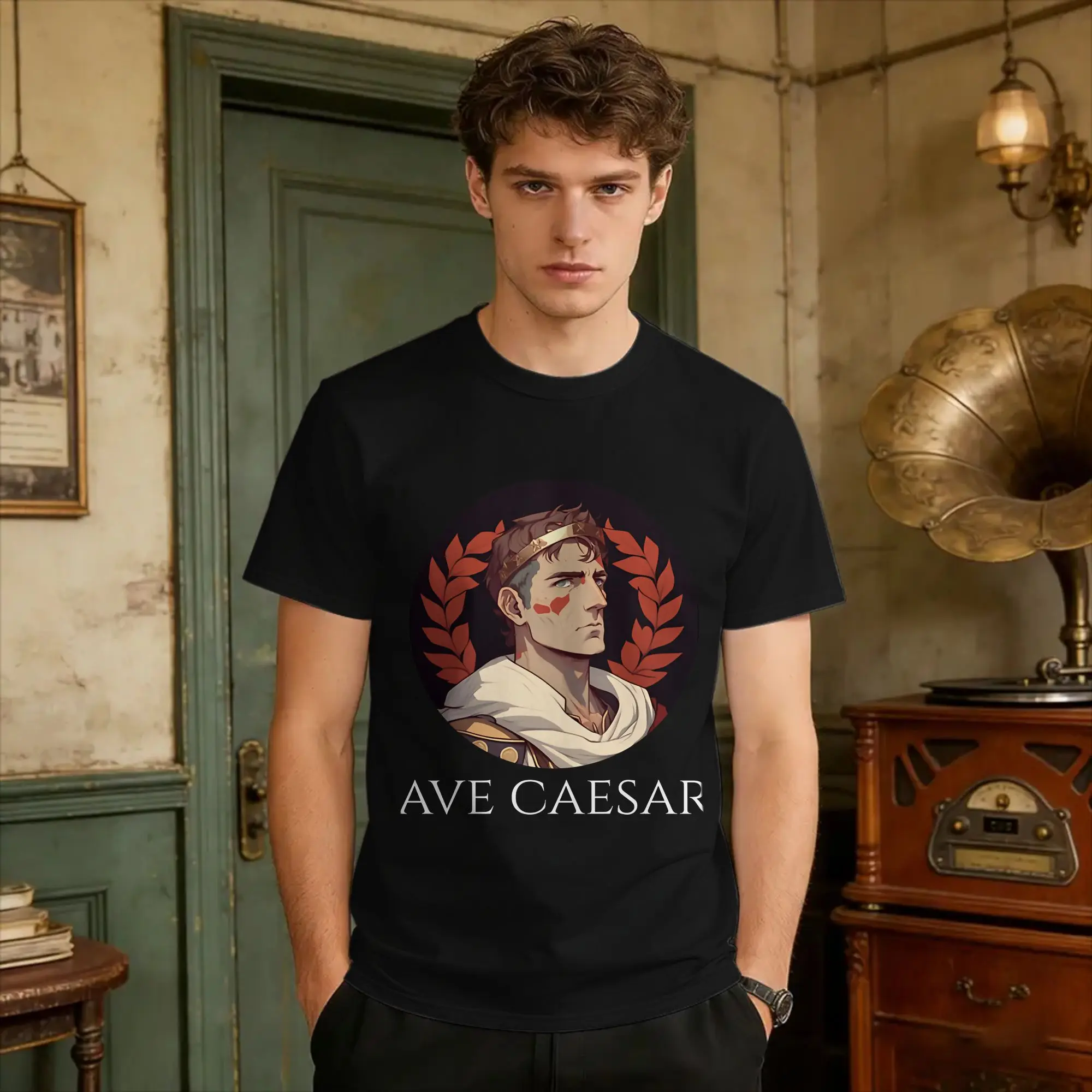 Ave Caesar Ancient Roman History  Anime Cotton T-Shirt For Male Summer  Y2K Retro T Shirts Hippie Tees Oversize Custom Logo Tops