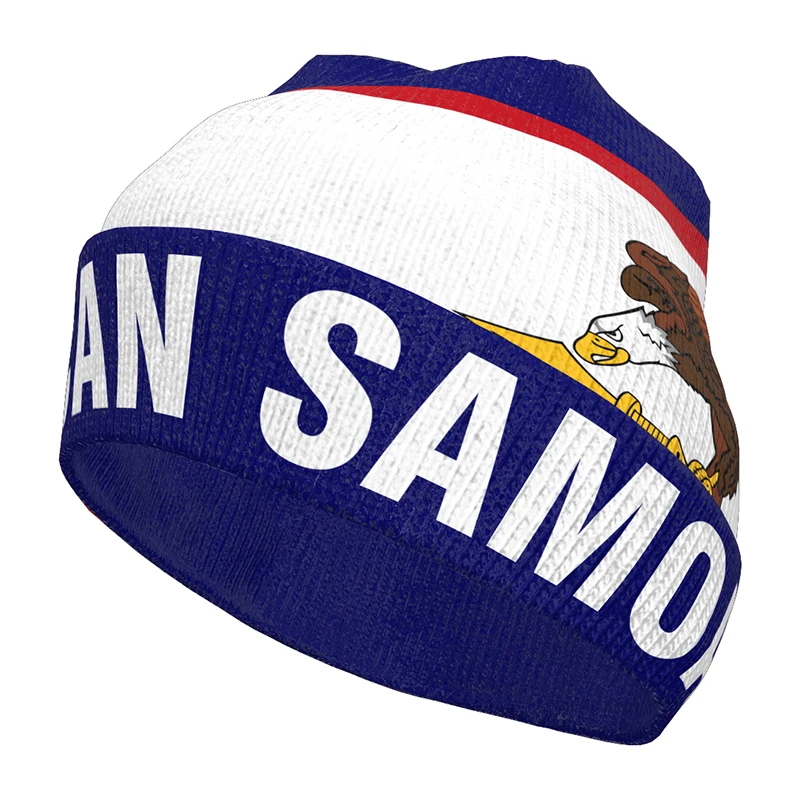 American Samoa Knitted Hat Free Custom Name Winter Cold Pullover Amerika Samoan Asm Flags Knit Keep Warm Caps As Hip Hop Beanies