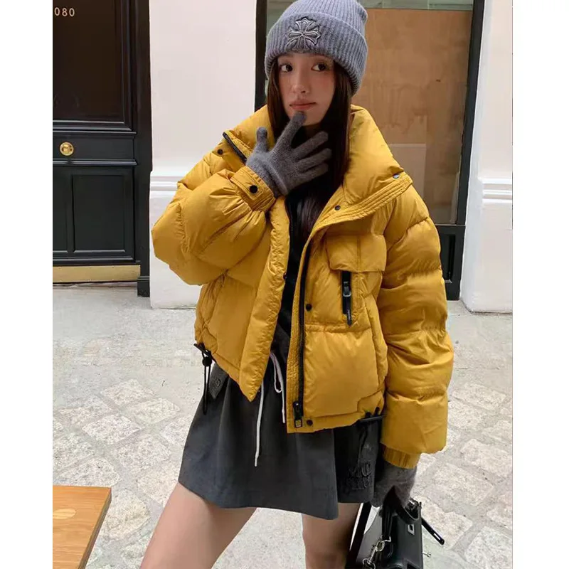 Automne 2025 femmes solide fermeture éclair lâche coton manteau col montant veste décontracté hiver épaissir chaud coton rembourré veste femme