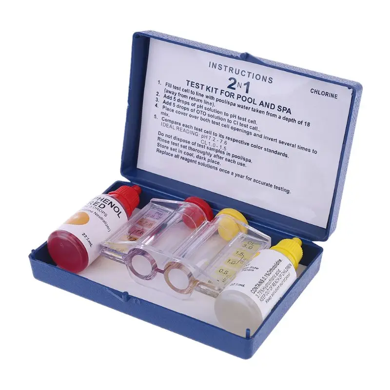 Swimming Pool Special Test Kit Accessories PH Chlorine Inspection Liquid Water Quality Component Test 1 Box/set Durable KXRE