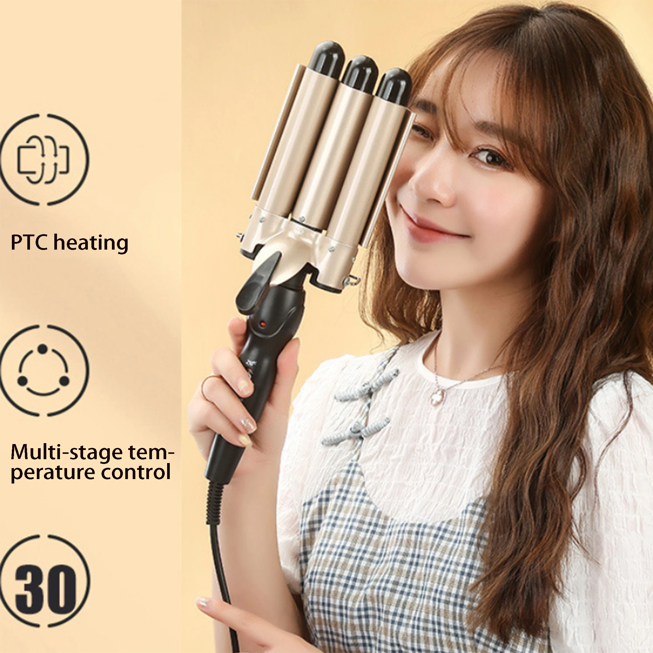 

Многофункциональная щипцы для завивки + палочка для яиц + трехтрубная головка лапши быстрого приготовления, волнистый маленький рулон/большой рулон для завивки