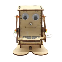 Robot Eat Coins Bank Stem Project For Kid Wood artigianato fai da te modello meccanico Diy Stem Robot STEM Educational Building