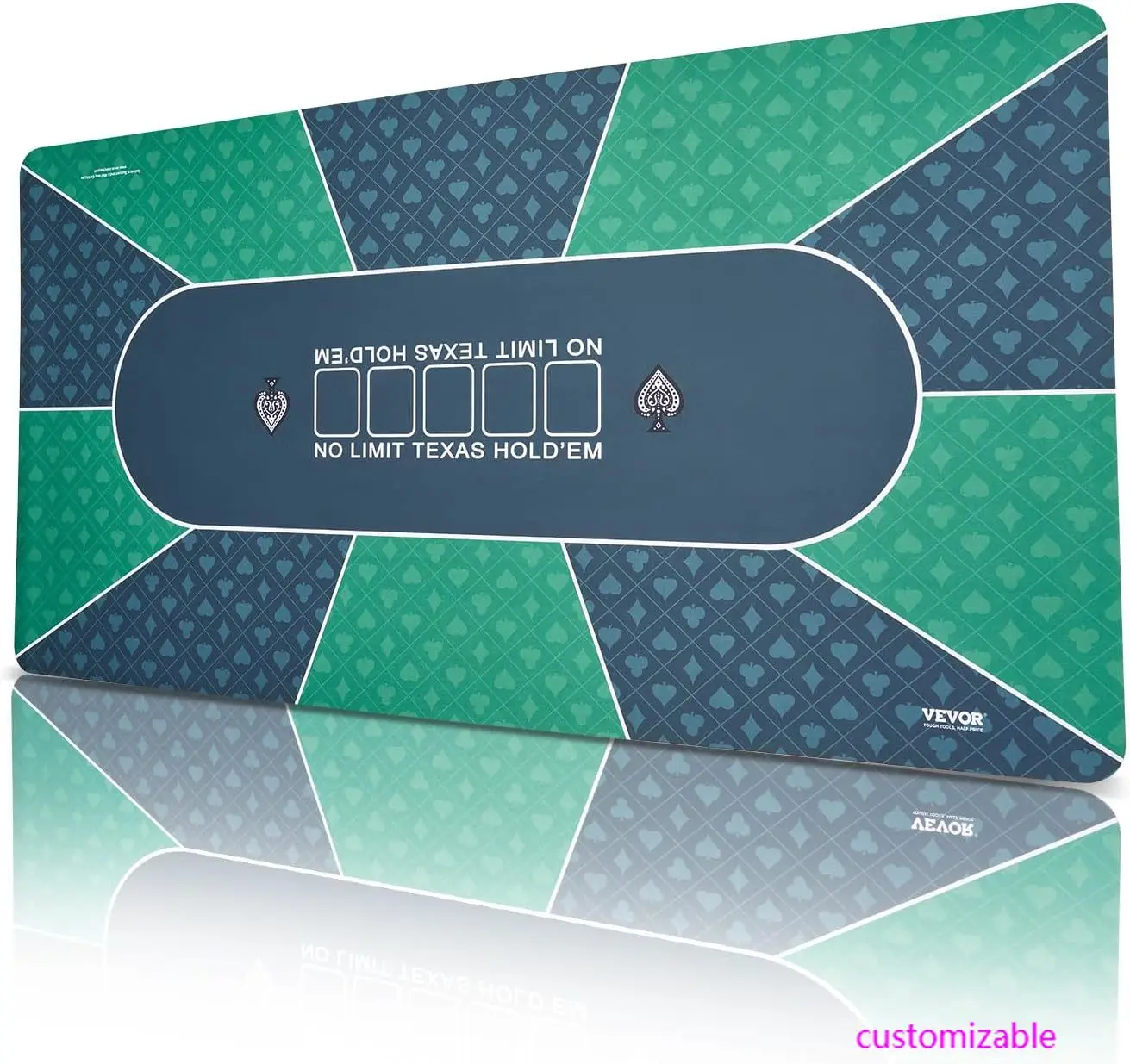 سطح طاولة البوكر، سجادة بوكر مقاس 70 × 35 بوصة للطاولة، سطح طاولة قابل للطي من 6 إلى 8 لعب مع حقيبة حمل