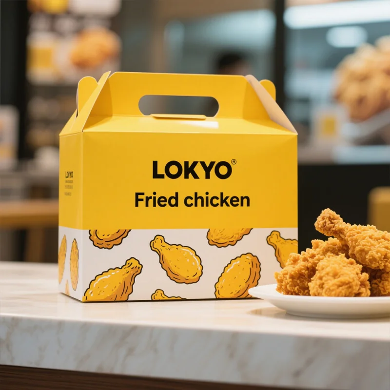 custom.LOKYO Food Grade Custom Burger Fast Food Box Take Away French Fries Packaging Paper Box