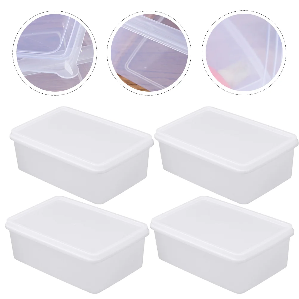 

6 Pcs Plastic Storage Box Reusable Fridge Organizer Mini with Cover Freezer Supplies Compact Convenient Bins Lids