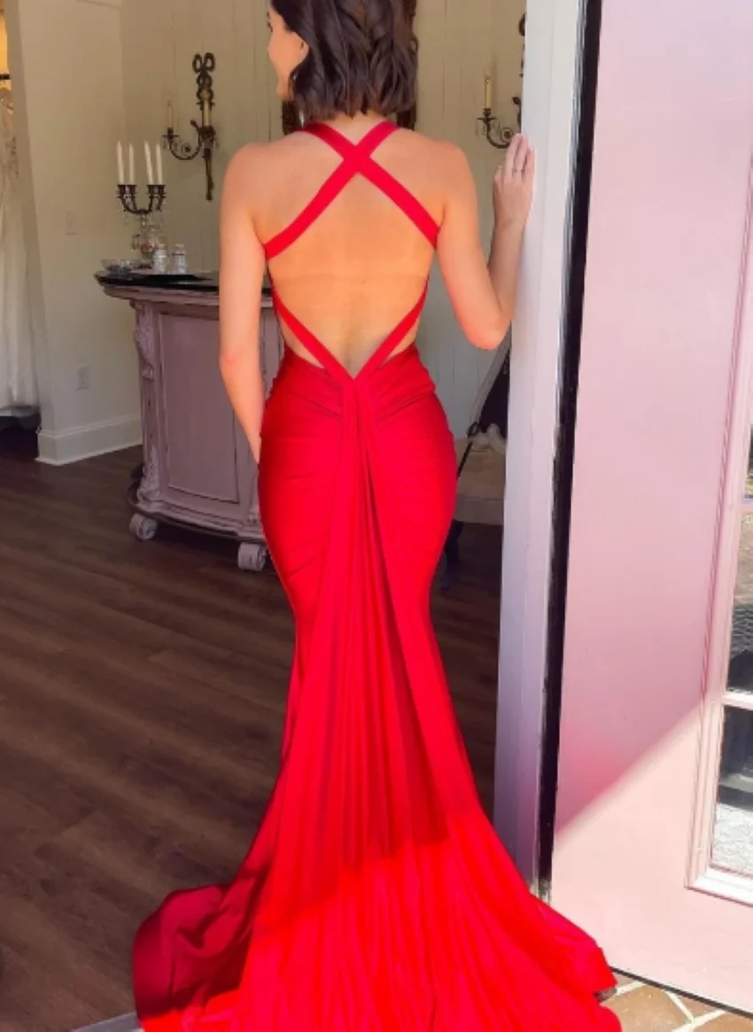 Meamaid Halter Prom Dresses Backless Formal Evening Dress Abendkleider Robes De Soirée فساتين طويلة فساتين سهره نسائيه فخمة