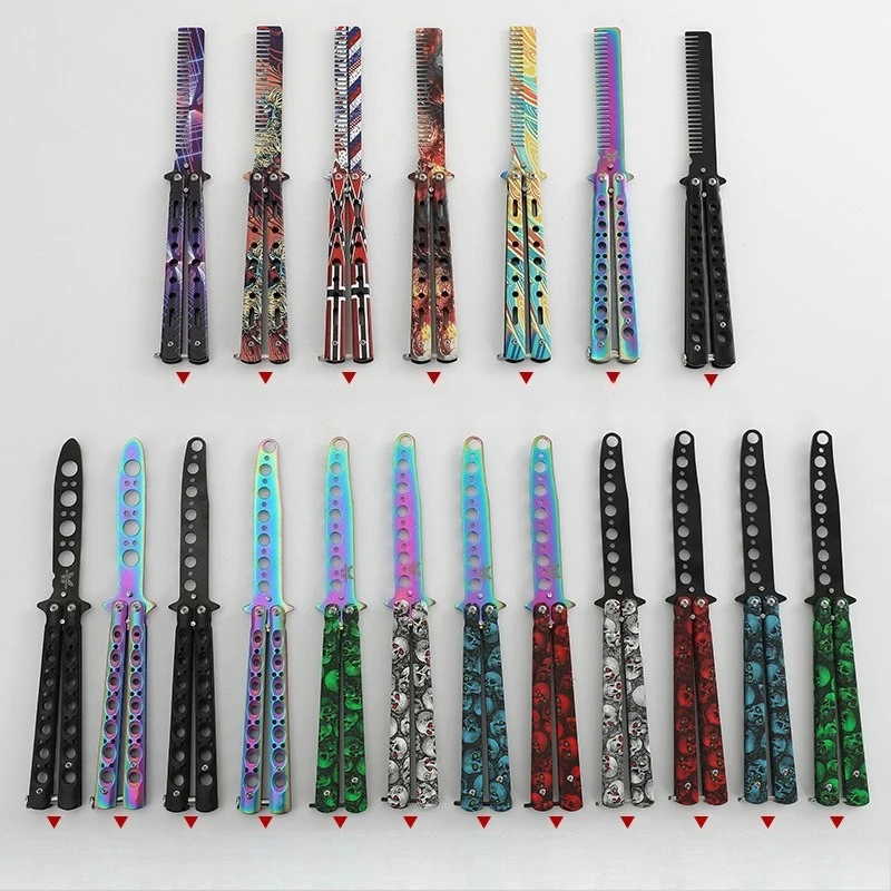 

Full Steel CSGO Foldable Butterfly Training Knife Unsharpened Portable Mini Butterfly Comb Toy Outdoor Trick Practice Tool
