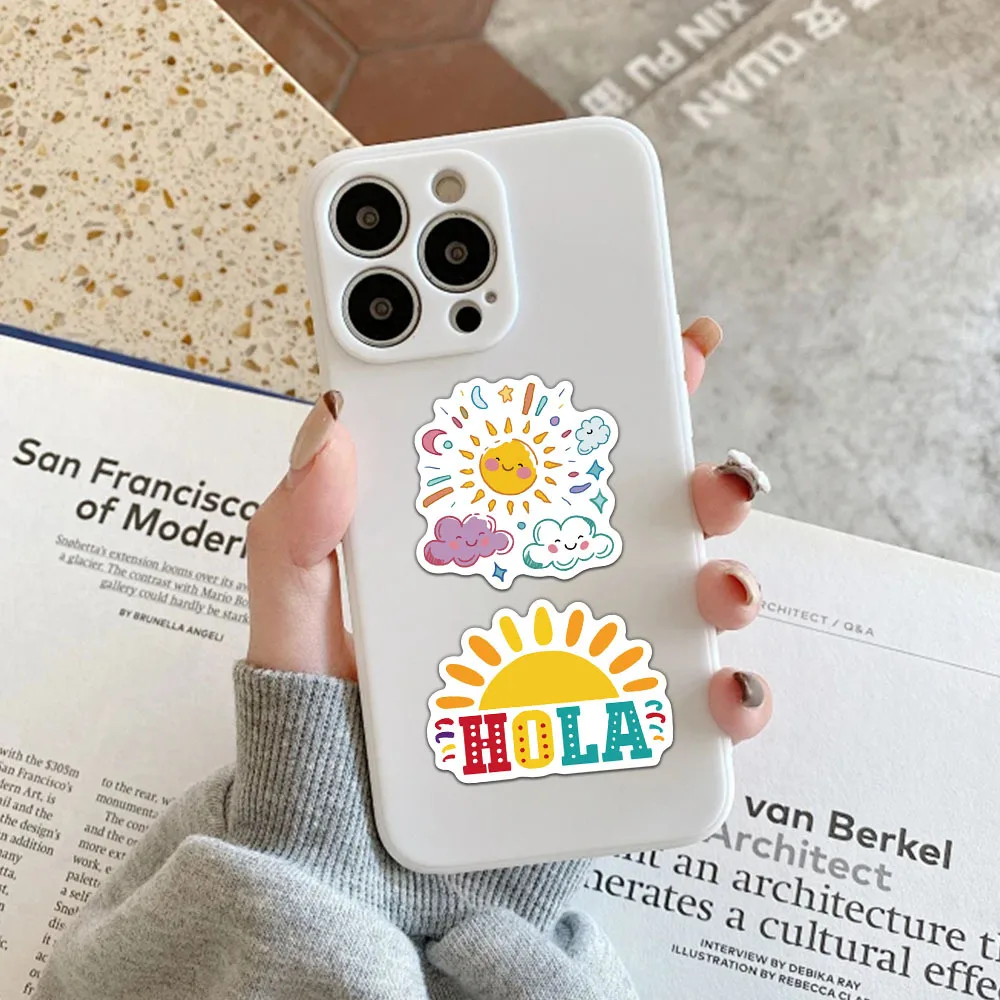 50 Uds pegatinas motivacionales en español materiales de cuenta lindos y exquisitos fundas de teléfono maletas para portátiles tazas de agua impermeables