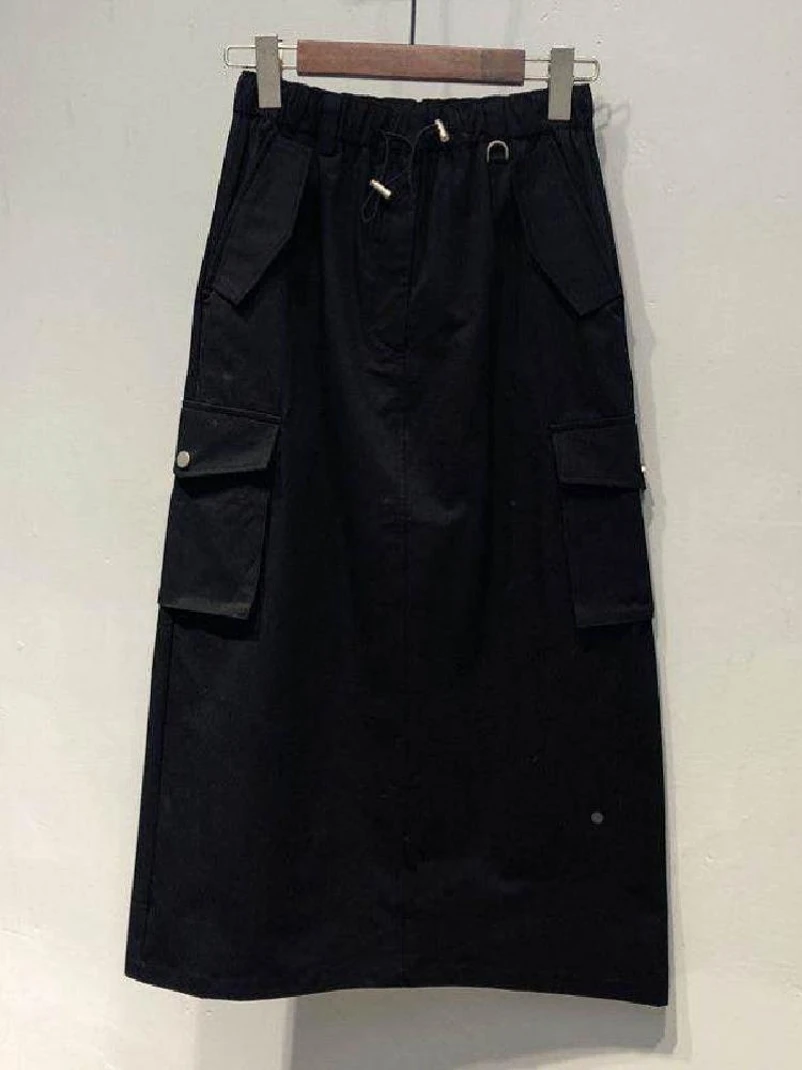 Plus Size 300 Pou Gonna da lavoro a trapezio da donna Vita alta Gonna lunga al ginocchio con spacco lungo per il corpo Comoda gonna estiva Faion