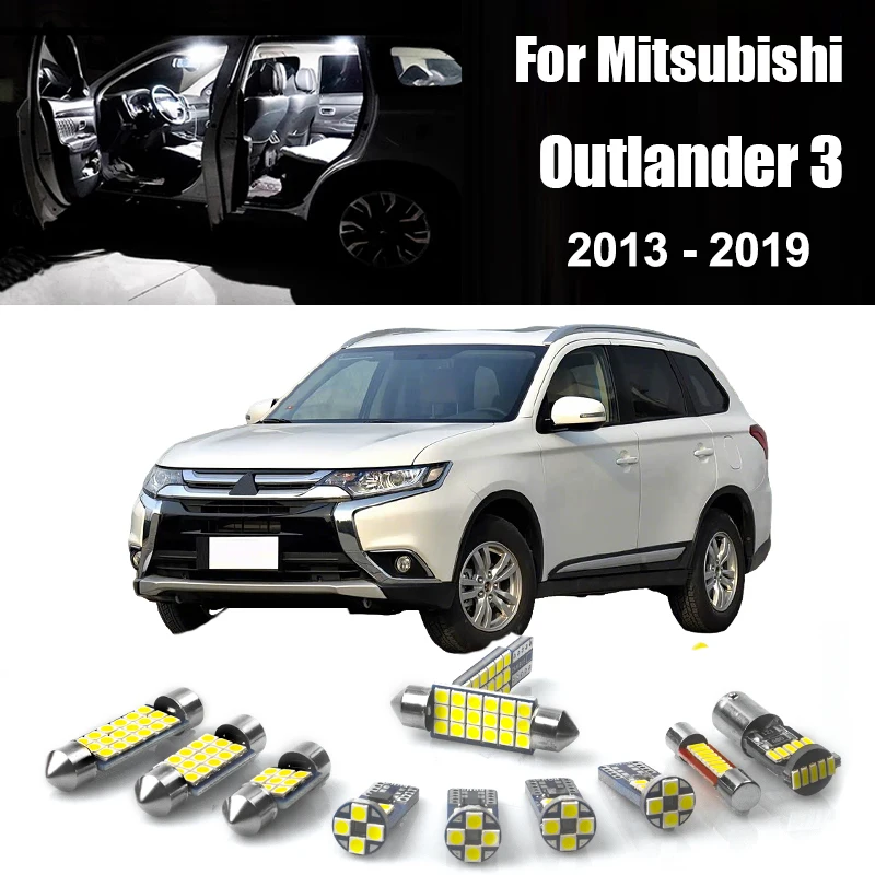 For Mitsubishi Outlander 3 2013 2014 2015 2016 2017 2018 2019 2020 13pcs Car LED Bulbs Interior Lamp Kit Trunk Light Accessories