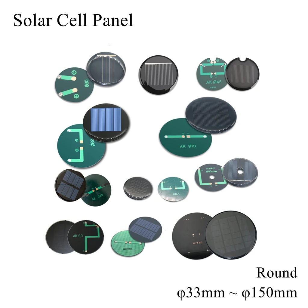 Round 45mm Solar Cell Panel 5V 6V 12V Mini Small PET Mold DIY Power Battery Phone Charger Light Lamp Epoxy Board Polycrystalline